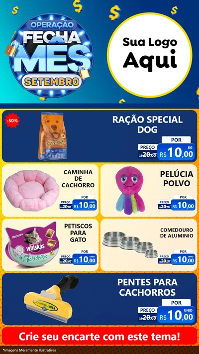 Modelo de TV para TV Vertical com o tema Operação Fecha Mês Setembro para Pet Shop