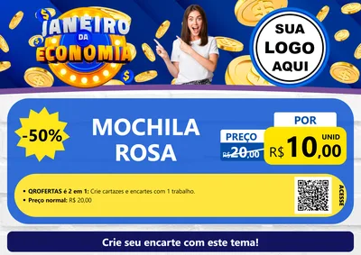 Modelo de Cartaz para Cartaz A4 Horizontal com o tema Janeiro da Economia para Papelaria
