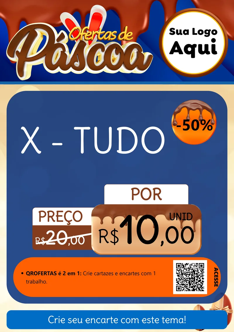 Modelo de Cartaz para Cartaz A4 Vertical com o tema Ofertas de Páscoa para Hamburgueria