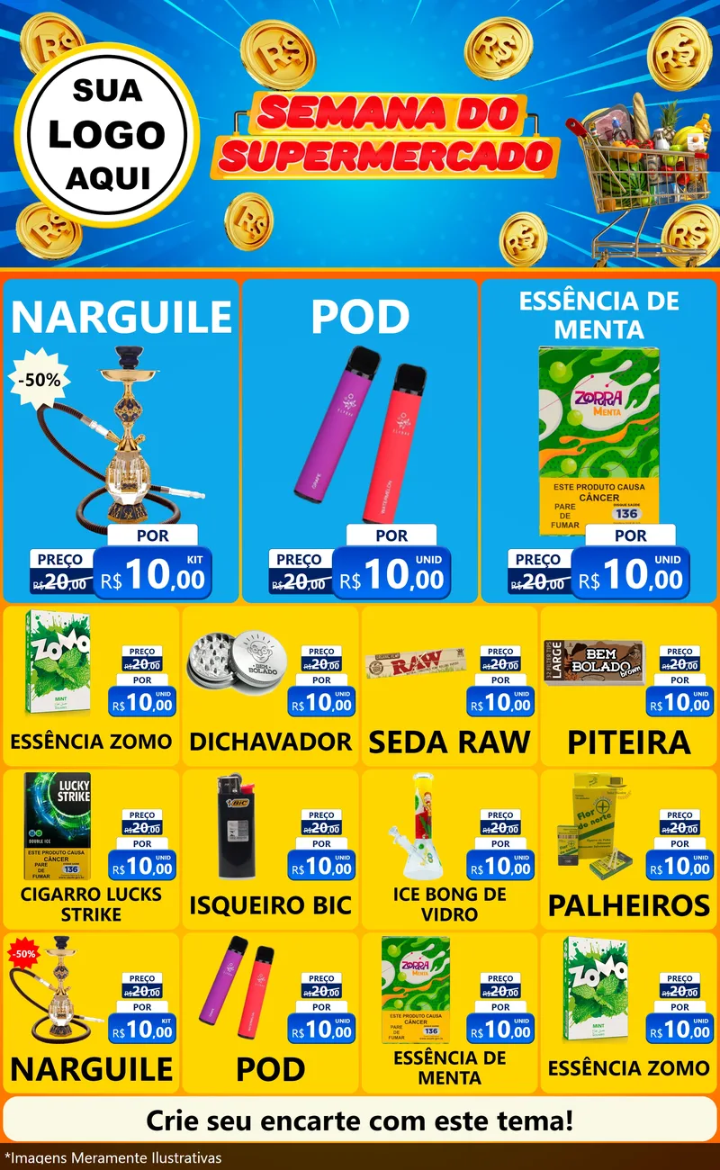 Modelo de Encarte para Encarte Grande com o tema Semana do Supermercado para Tabacaria