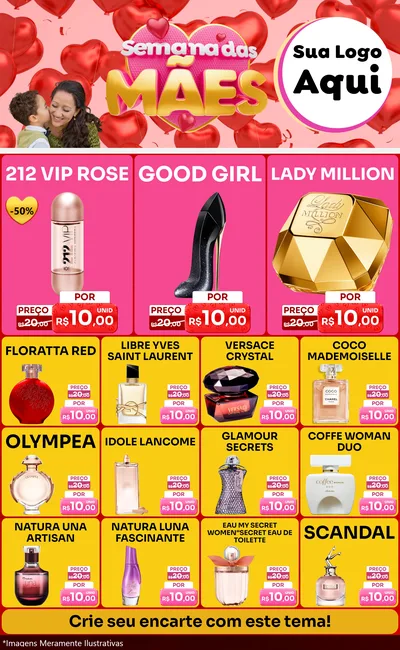 Modelo de Encarte para Encarte Grande com o tema Semana Das Mães para Perfumes