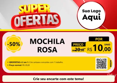 Modelo de Cartaz para Cartaz A4 Horizontal com o tema Super Ofertas para Papelaria