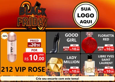 Modelo de Encarte para Encarte A4 Horizontal com o tema Black Friday para Perfumes