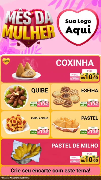 Modelo de TV para TV Vertical com o tema Mês da Mulher para Salgadaria