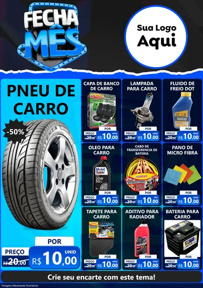 Modelo de Encarte para Encarte A4 Vertical com o tema Fecha Mês para Auto peças