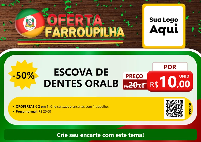 Modelo de Cartaz para Cartaz A4 Horizontal com o tema Oferta Farroupilha para Higiene Pessoal