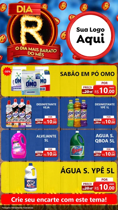Modelo de TV para TV Vertical com o tema Dia R - O Dia Mais Barato Do Mês para Produtos de Limpeza