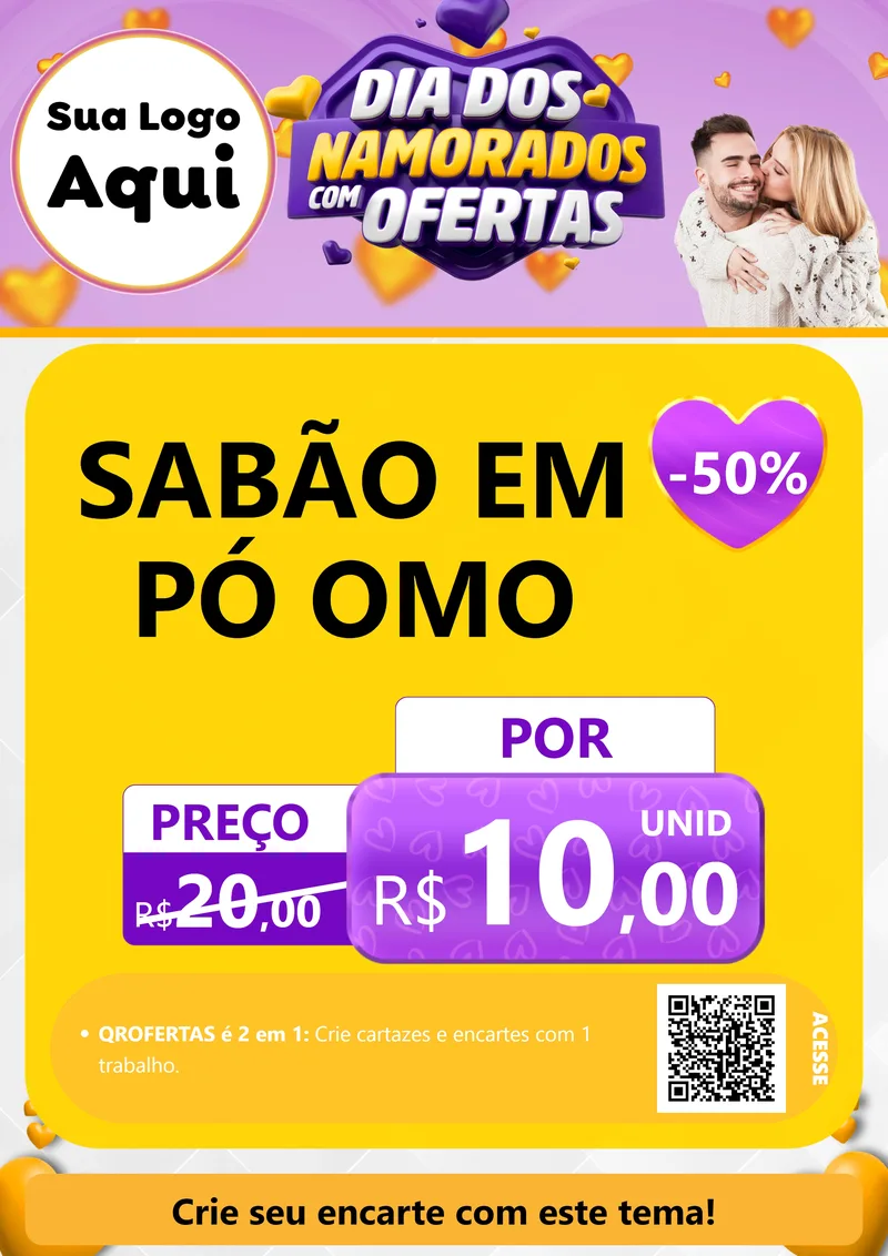 Modelo de Cartaz para Cartaz A4 Vertical com o tema Dia Dos Namorados Com Ofertas para Produtos de Limpeza