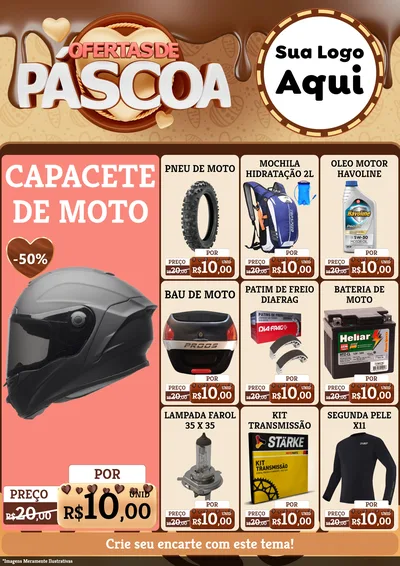 Modelo de Encarte para Encarte A4 Vertical com o tema Ofertas de Páscoa para Moto peças