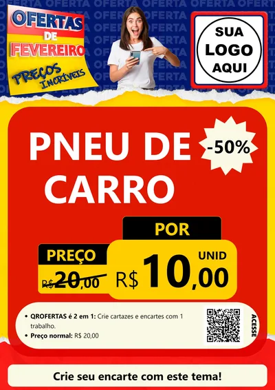 Modelo de Cartaz para Cartaz A4 Vertical com o tema Ofertas de Fevereiro - Preços Incríveis para Auto peças