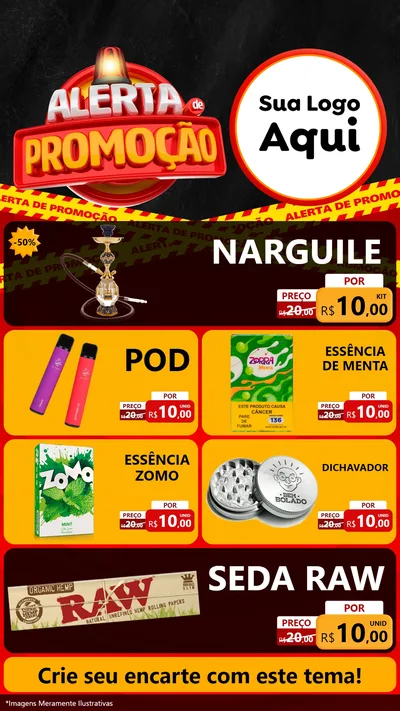 Modelo de TV para TV Vertical com o tema Alerta de Promoção para Tabacaria