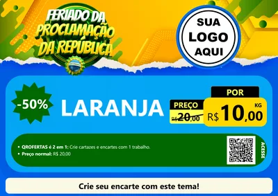 Modelo de Cartaz para Cartaz A4 Horizontal com o tema Feriado da Proclamação da República para Hortifrúti