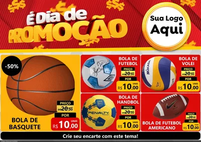 Modelo de Encarte para Encarte A4 Horizontal com o tema É Dia De Promoção para Artigos Esportivos