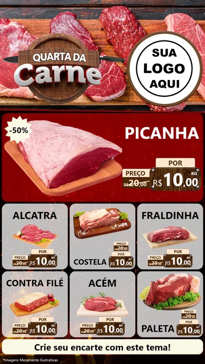 Modelo de Rede Social para Stories com o tema Quarta da Carne para Açougue