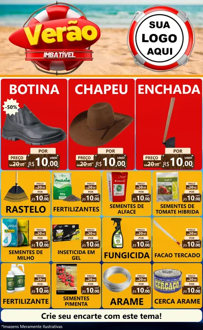 Modelo de Encarte para Encarte Grande com o tema Verão Imbatível para Agropecuária