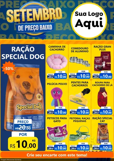 Modelo de Encarte para Encarte A4 Vertical com o tema Setembro De Preço Baixo para Pet Shop