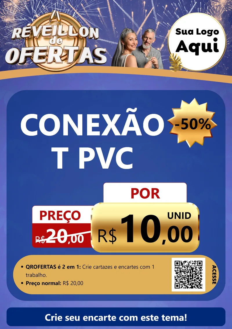 Modelo de Cartaz para Cartaz A4 Vertical com o tema Réveillon de Ofertas para Tubos e conexões