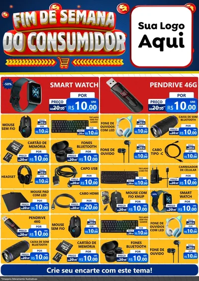 Modelo de Encarte para Encarte A4 Vertical com o tema Fim de Semana do Consumidor para Informática