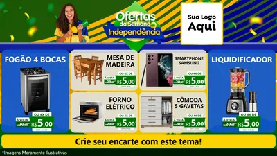 Modelo de TV para TV Horizontal com o tema Ofertas da Semana da Independência para Móveis e Eletro