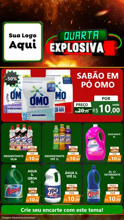 Modelo de Rede Social para Stories com o tema Quarta Explosiva para Produtos de Limpeza