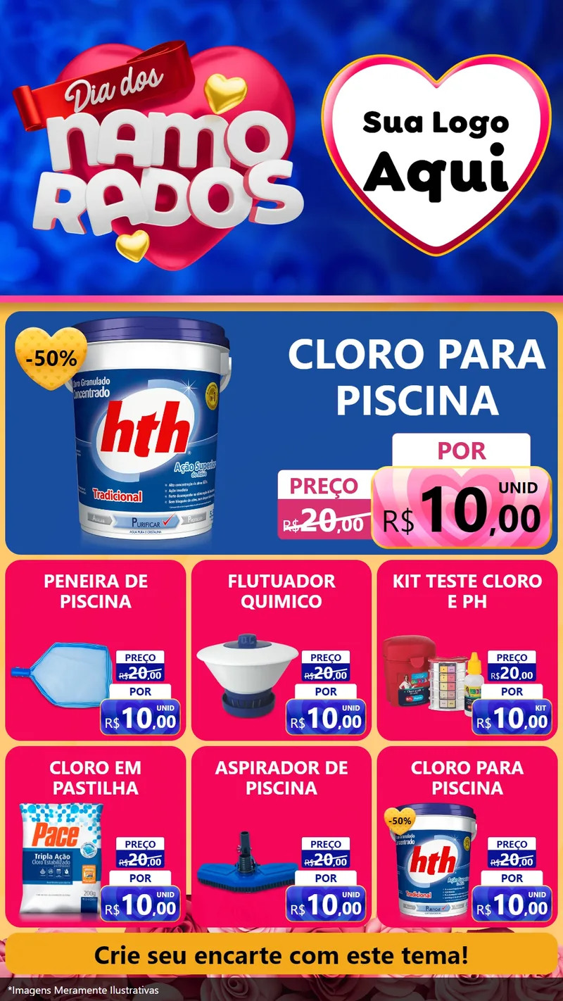 Modelo de Rede Social para Stories com o tema Dia dos namorados para Produtos para Piscina