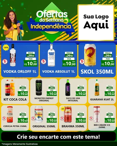 Modelo de Rede Social para Feed Instagram com o tema Ofertas da Semana da Independência para Distribuidora de bebidas