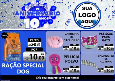 Modelo de Encarte para Encarte A4 Horizontal com o tema Promoção de Aniversário - 10 Anos para Pet Shop