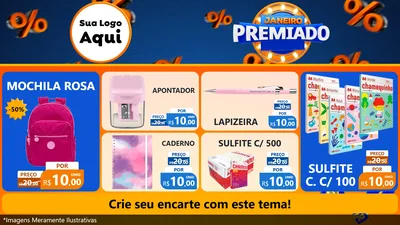 Modelo de TV para TV Horizontal com o tema Janeiro Premiado para Papelaria