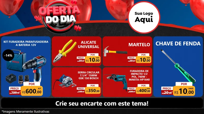Modelo de TV para TV Horizontal com o tema Oferta do Dia para Maquinas e Ferramentas