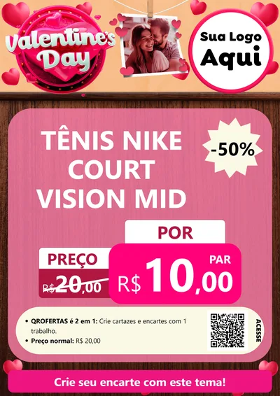 Modelo de Cartaz para Cartaz A4 Vertical com o tema Valentine's Day para Calçados