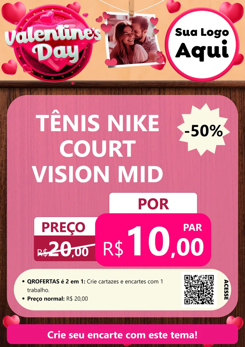 Modelo de Cartaz para Cartaz A4 Vertical com o tema Valentine's Day para Calçados