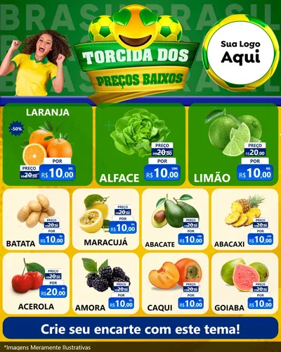 Modelo de Rede Social para Feed Instagram com o tema Torcida dos Preços Baixos - Copa para Hortifrúti