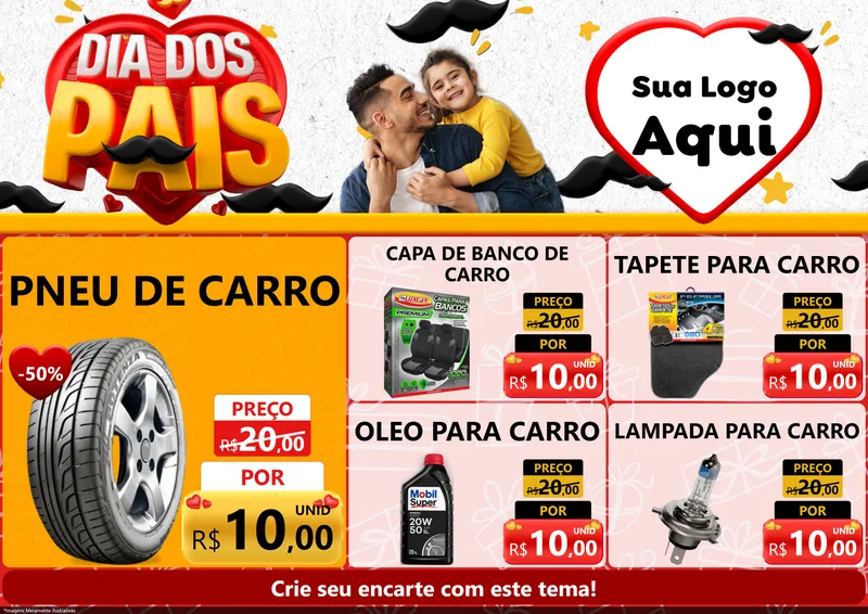 Modelo de Encarte para Encarte A4 Horizontal com o tema Dia dos Pais para Auto peças