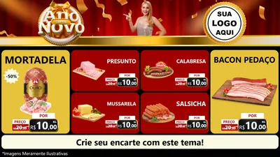 Modelo de TV para TV Horizontal com o tema Super Ano Novo para Frios e Laticínios