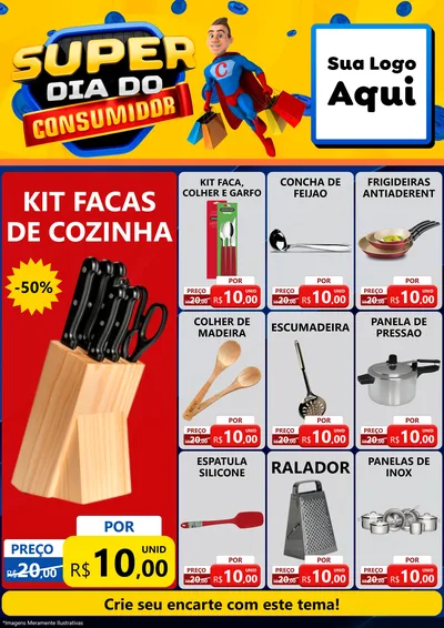 Modelo de Encarte para Encarte A4 Vertical com o tema Super Dia do Consumidor para Utilidades Domésticas