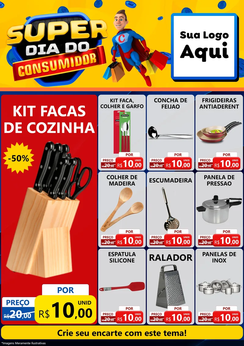 Modelo de Encarte para Encarte A4 Vertical com o tema Super Dia do Consumidor para Utilidades Domésticas