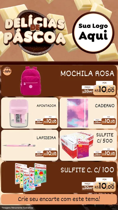 Modelo de TV para TV Vertical com o tema Delícias de Páscoa para Papelaria