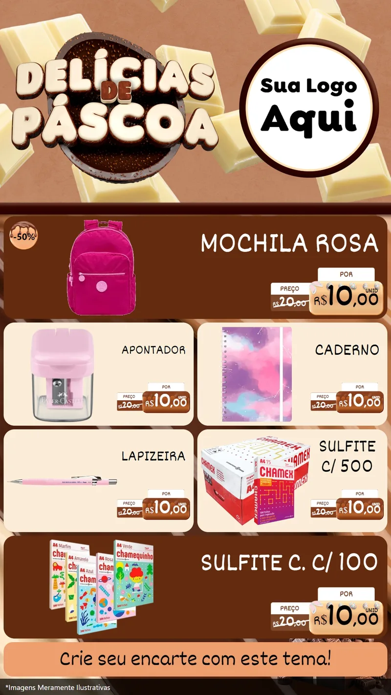 Modelo de TV para TV Vertical com o tema Delícias de Páscoa para Papelaria