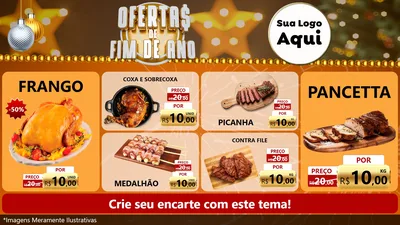 Modelo de TV para TV Horizontal com o tema Ofertas de Fim de Ano para Assados