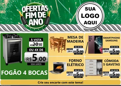 Modelo de Encarte para Encarte A4 Horizontal com o tema Ofertas Fim de Ano para Móveis e Eletro
