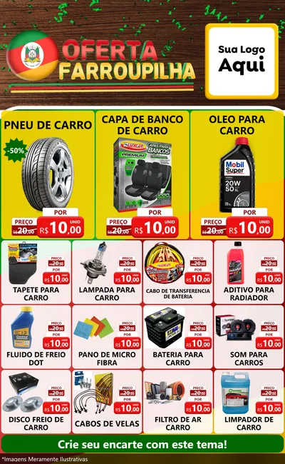 Modelo de Encarte para Encarte Grande com o tema Oferta Farroupilha para Auto peças