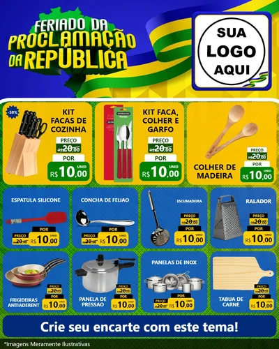 Modelo de Rede Social para Feed Instagram com o tema Feriado da Proclamação da República para Utilidades Domésticas
