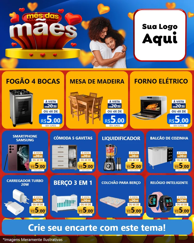 Modelo de Rede Social para Feed Instagram com o tema Mês das Mães para Móveis e Eletro