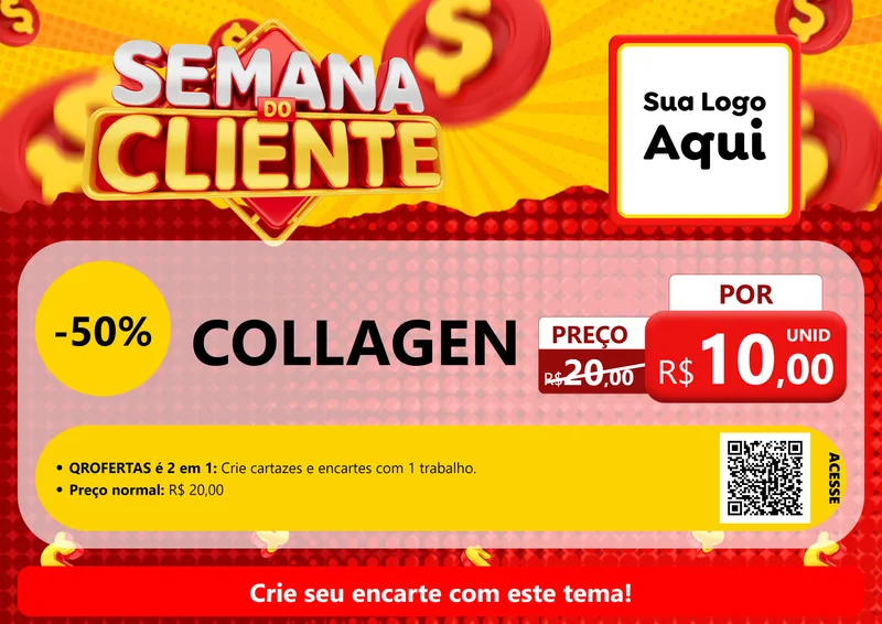 Modelo de Cartaz para Cartaz A4 Horizontal com o tema Semana do Cliente para Suplementos alimentares