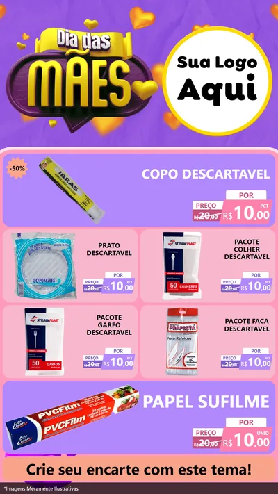 Modelo de TV para TV Vertical com o tema Dia das Mães para Embalagens