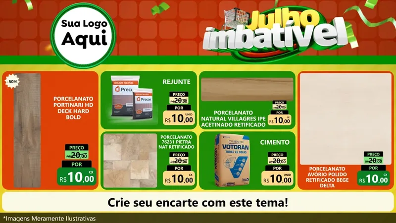 Modelo de TV para TV Horizontal com o tema Julho Imbatível para Pisos e revestimentos