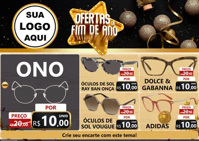 Modelo de Encarte para Encarte A4 Horizontal com o tema Ofertas de Fim de Ano para Óticas
