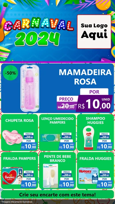 Modelo de Rede Social para Stories com o tema Carnaval 2027 para Bebês
