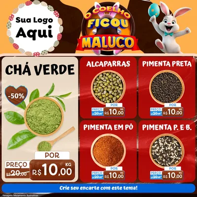 Modelo de Rede Social para Feed Facebook com o tema O Coelho Ficou Maluco - Páscoa para Produtos Naturais