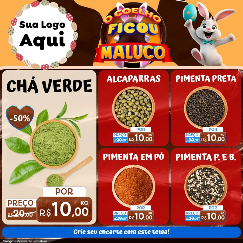 Modelo de Rede Social para Feed Facebook com o tema O Coelho Ficou Maluco - Páscoa para Produtos Naturais